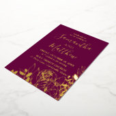 Fuchsia & Gold Peony Moderne Blumenhochzeit Folieneinladung (Gedreht)