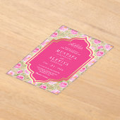 Fuchsia Gold Pink Floral Pattern Muslim Wedding Acryleinladungen (Ablage )