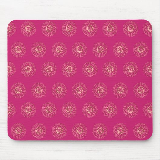 Fuchsia | Golden Zinnia Flower Medallions Mousepad (Vorne)