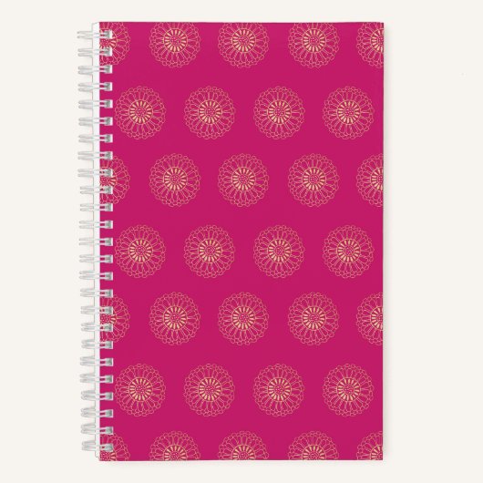 Fuchsia | Golden Zinnia Flower Medallions Notizblock (Vorderseite)