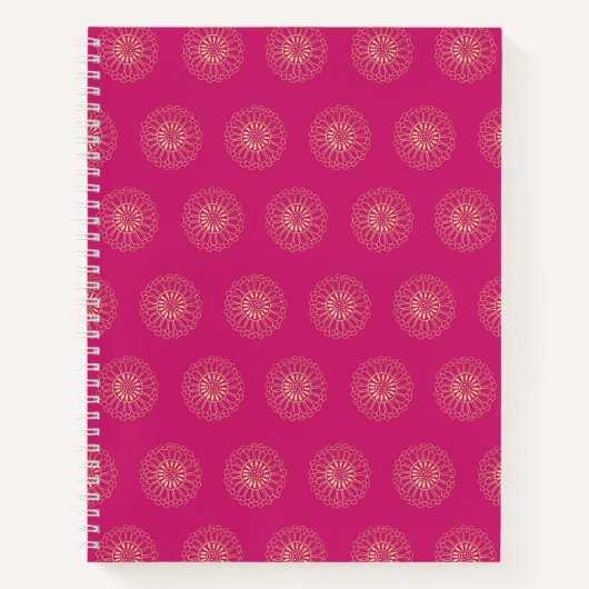 Fuchsia | Golden Zinnia Flower Medallions Notizblock (Vorderseite)