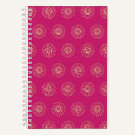 Fuchsia | Goldene Zinnien-Blumenmedaillons Notizblock