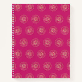 Fuchsia | Goldene Zinnien-Blumenmedaillons Notizblock
