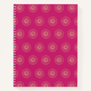 Fuchsia Goldene Zinnien-Blumenmedaillons Notizblock