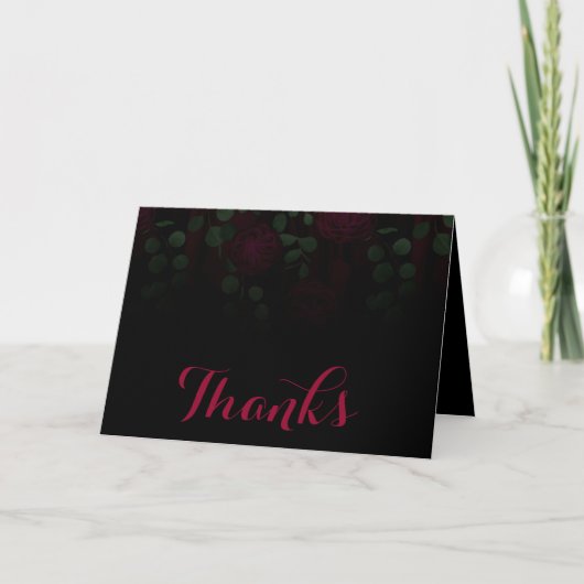 Fuchsia Gothic Floral Wedding Thank You Dankeskarte (Vorderseite)