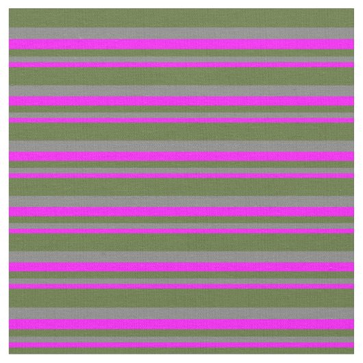 Fuchsia, Grau & Dunkelofen Grüne Linien Stoff (Nahaufnahme)