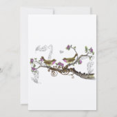 Fuchsia & Graue Vintage Vögel Hochzeitsreise Einladung (Rückseite)