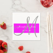 Fuchsia Gray Modern Wedding Paper Napkins Serviette (Beispiel)