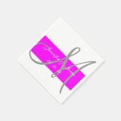 Fuchsia Gray Modern Wedding Paper Napkins Serviette (Ecke)