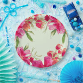 Fuchsia Green Floral Watercolor Party Pappteller (Party)