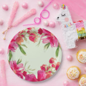 Fuchsia Green Floral Watercolor Party Pappteller (Party)