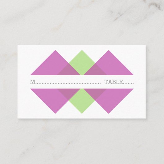 Fuchsia Green Geometric Triad Platzkarte (Vorderseite)