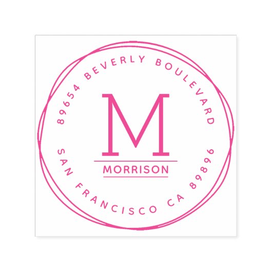 Fuchsia Hand gezeichnet Kreise | Benutzerdefiniert Permastempel (Design)