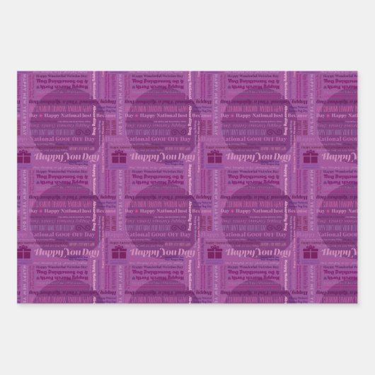 Fuchsia Happy Days Wrapping Paper Geschenkpapier Set (Vorderseite)