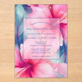 fuchsia hawaiian tropical floral hibiscus wedding acryleinladungen (Vorderseite)