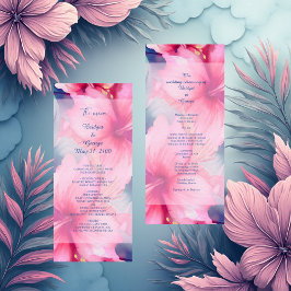 fuchsia hawaiian tropical floral hibiscus wedding programm