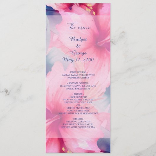 fuchsia hawaiian tropical floral hibiscus wedding programm (Vorderseite)