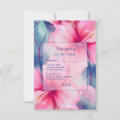 fuchsia hawaiian tropical floral hibiscus wedding RSVP karte (Vorderseite)