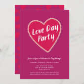 Fuchsia Heart Chocolate Box Valentinstag Party Einladung (Vorne/Hinten)