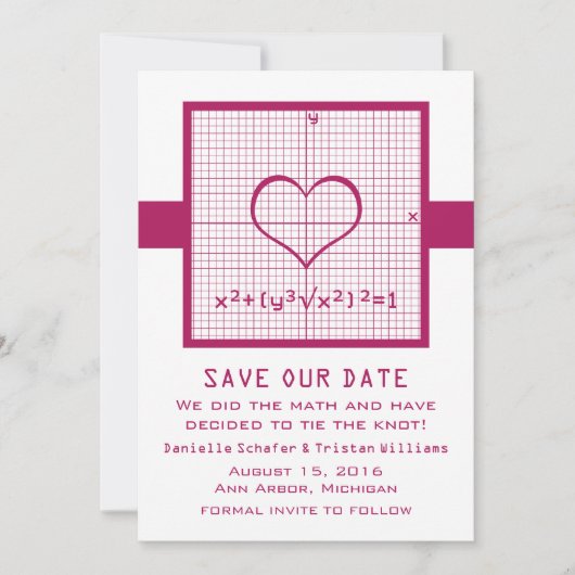 Fuchsia Heart Mah Graph Save the Date einladen (Vorderseite)