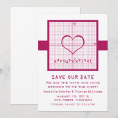 Fuchsia Heart Mah Graph Save the Date einladen (Vorne/Hinten)