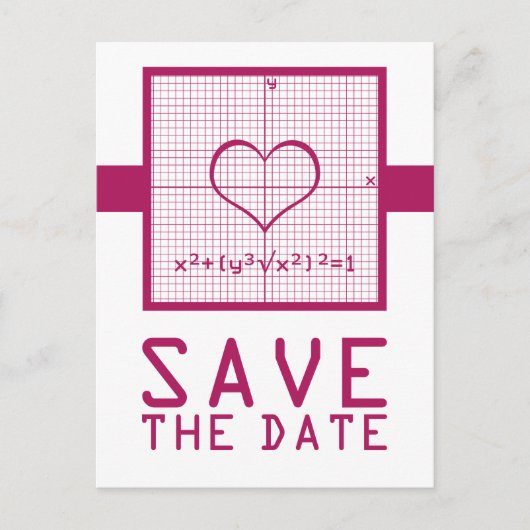 Fuchsia Heart Math Graph Save the Date Postkarte (Vorderseite)
