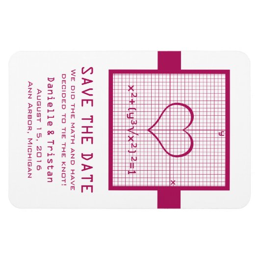 Fuchsia Heart Math Graph Speichern Sie das Date Ma Magnet (Horizontal)