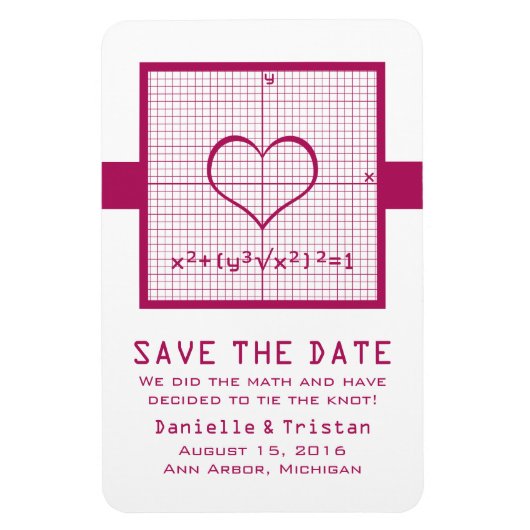Fuchsia Heart Math Graph Speichern Sie das Date Ma Magnet (Vertikal)