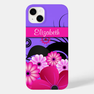 Fuchsia Heissrosa und Lila Hibiskus mit Blumen Case-Mate iPhone Hülle