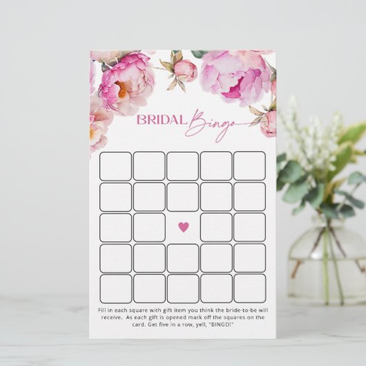 Fuchsia hellrosa Brautparty Bingo (Stehend Vorderseite)