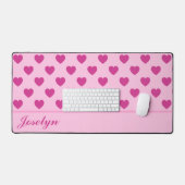 Fuchsia Herzmuster Handgeschriebener Name Rosa Schreibtischunterlage (Tastatur & Maus)