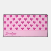 Fuchsia Herzmuster Handgeschriebener Name Rosa Schreibtischunterlage (Vorderseite)