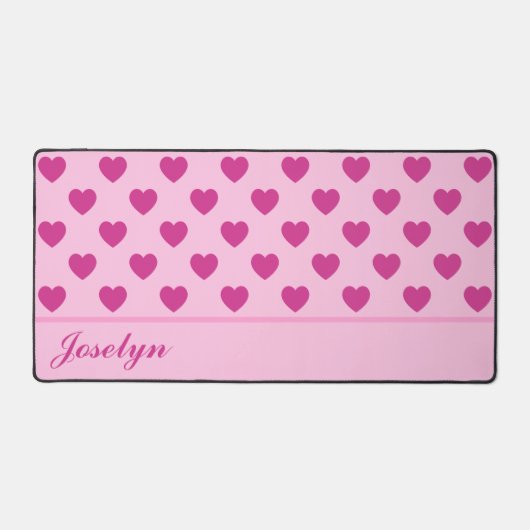 Fuchsia Herzmuster Handgeschriebener Name Rosa Schreibtischunterlage (Vorderseite)