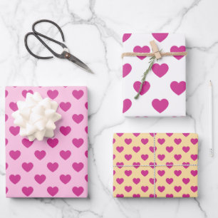 Fuchsia Herzmuster Pink Preppy Ästhetik y2k Geschenkpapier Set