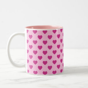 Fuchsia Herzmuster Preppy y2k Ästhetik Pink Zweifarbige Tasse