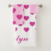 Fuchsia Herzmuster y2k Pink Preppy Badhandtuch Set (Insitu)