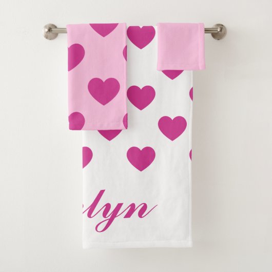 Fuchsia Herzmuster y2k Pink Preppy Badhandtuch Set (Insitu)