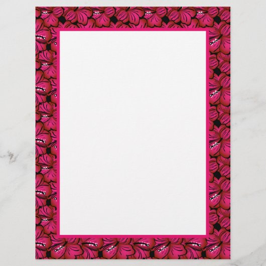 Fuchsia Hibiskus Border Stationery für individuell (Vorderseite)