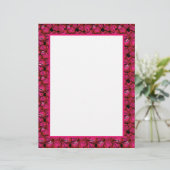 Fuchsia Hibiskus Border Stationery für individuell (Stehend Vorderseite)
