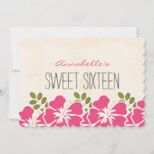 Fuchsia Hibiskus Hawaiian Luau Sweet 16 Foto Einladung (Rückseite)
