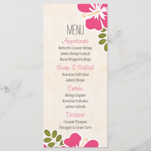 Fuchsia Hibiskus Hawaiian Menu Cards Menükarte (Vorderseite)
