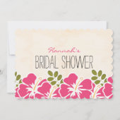 Fuchsia Hibiskus Hawaiian Themed Brautparty Einladung (Rückseite)