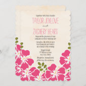 Fuchsia Hibiskus Hawaiian Wedding Einladungen (Vorne/Hinten)