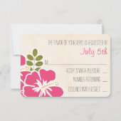 FUCHSIA HIBISKUS HAWAIIAN WEDING RESPONSE CARD RSVP KARTE (Rückseite)