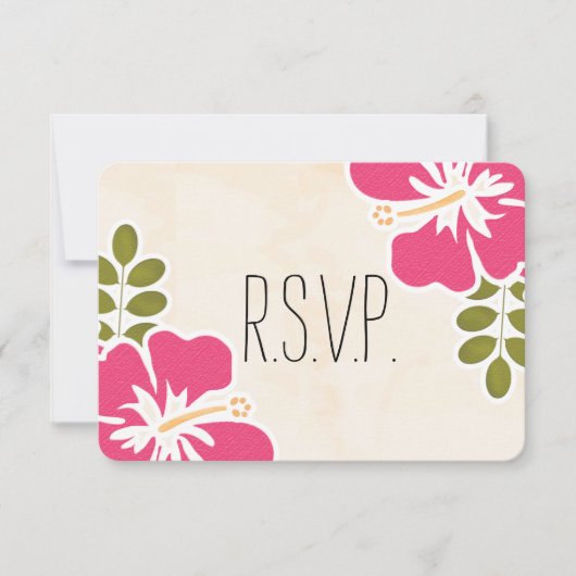FUCHSIA HIBISKUS HAWAIIAN WEDING RESPONSE CARD RSVP KARTE (Vorderseite)