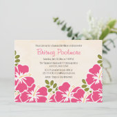 Fuchsia-Hibiskus Hawaiianische Geburtstagspartei Einladung (Stehend Vorderseite)