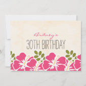 Fuchsia-Hibiskus Hawaiianische Geburtstagspartei Einladung (Rückseite)