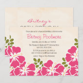 Fuchsia-Hibiskus Hawaiianische Geburtstagspartei Einladung (Vorne/Hinten)