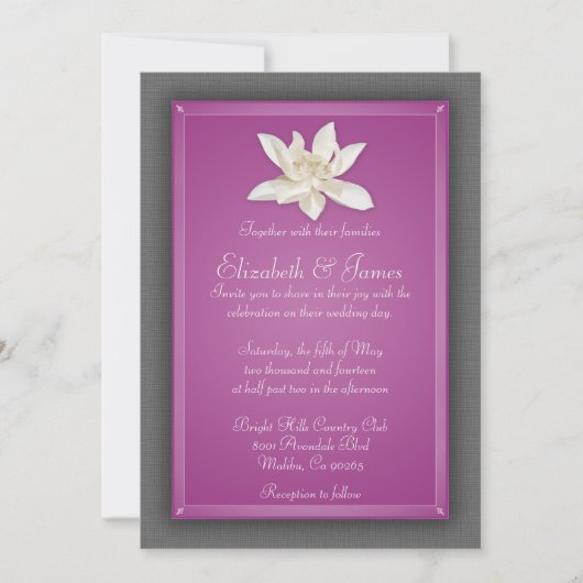 Fuchsia Hochzeit Einladung (Vorderseite)