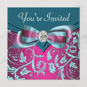 Fuchsia Hot Pink Aquamarin Blue Jeder Anlass Party Einladung